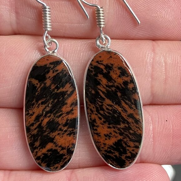 Mahogany Obsidian Stone Crystal Jewelry Earrings - Picture 3 of 6